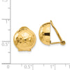 14k 12mm Hammered Half Ball Omega Back Non-pierced Earrings