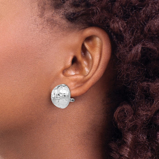 Gold Hammered Button Non-pierced Clip Earrings
