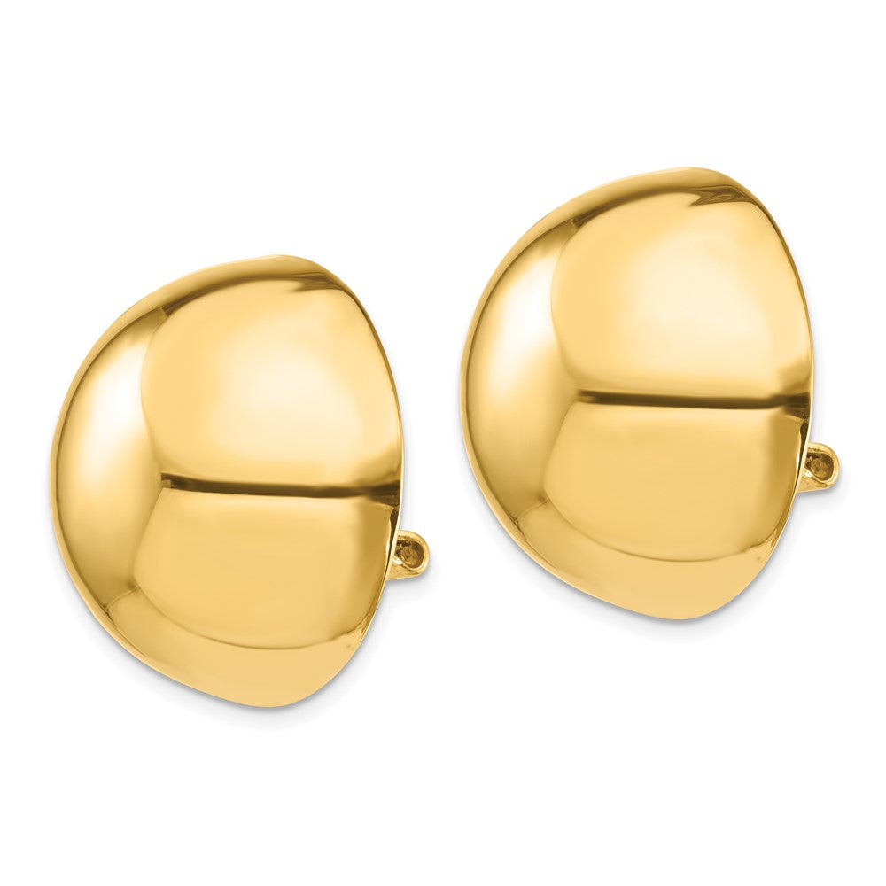 Gold Round Button Non-pierced Clip Earrings