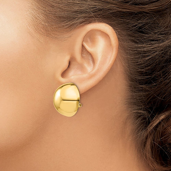 Gold Round Button Non-pierced Clip Earrings