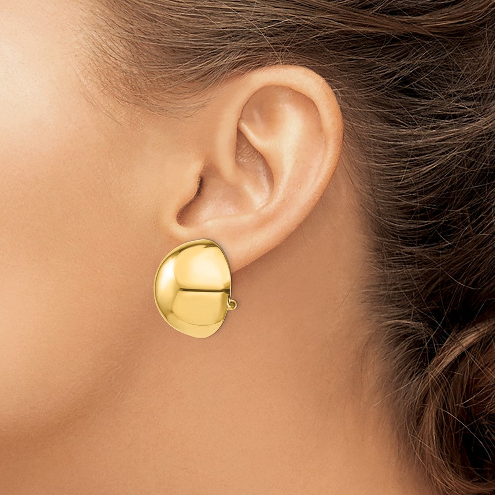 Gold Round Button Non-pierced Clip Earrings