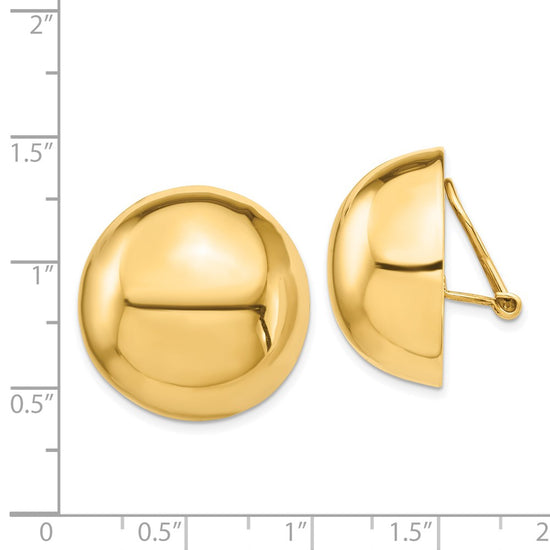 Gold Round Button Non-pierced Clip Earrings