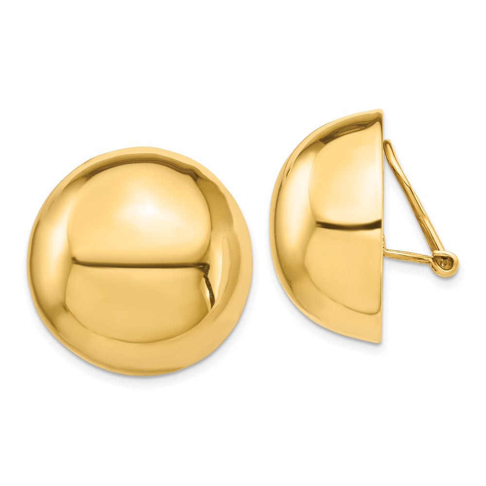 Gold Round Button Non-pierced Clip Earrings