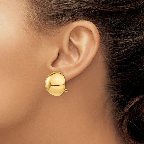 Gold Round Button Non-pierced Clip Earrings