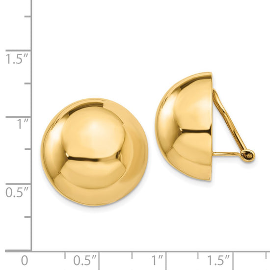 Gold Round Button Non-pierced Clip Earrings
