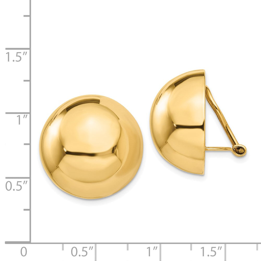 Gold Round Button Non-pierced Clip Earrings