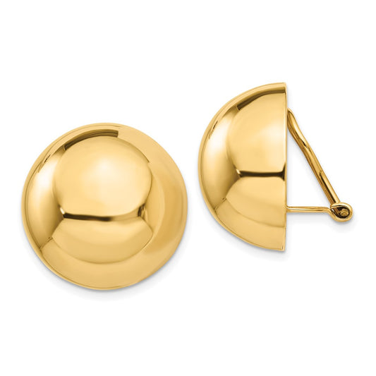 Gold Round Button Non-pierced Clip Earrings