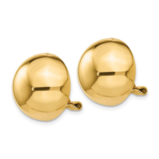 Gold Round Button Non-pierced Clip Earrings