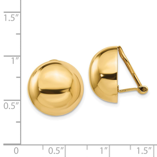 Gold Round Button Non-pierced Clip Earrings