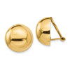 Gold Round Button Non-pierced Clip Earrings