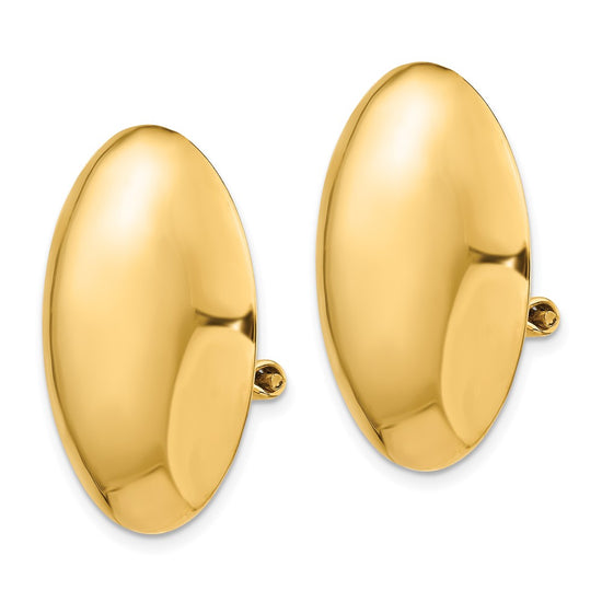 14k 24mm Polished Circle Omega Back Non-pierced Earrings