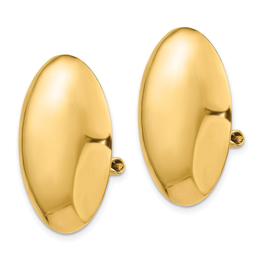 14k 24mm Polished Circle Omega Back Non-pierced Earrings