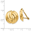 14k 19mm Polished Swirl Omega Back Non-pierced Earrings