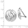 14k White Gold 19mm Polished Swirl Omega Back Non-pierced Earrings
