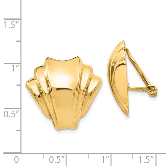 14k Polished Fan Omega Back Non-pierced Earrings