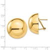 14k 24mm Polished Half Ball Omega Back Post Earrings
