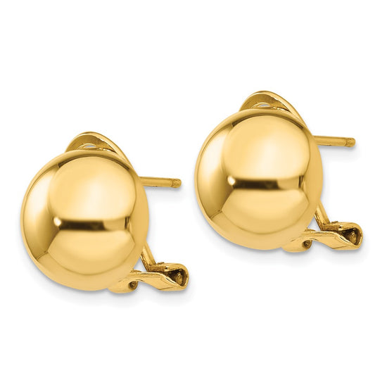 Gold Button Omega Back Earrings