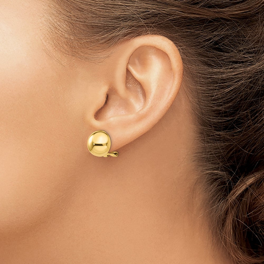 Gold Button Omega Back Earrings