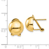 14k 12mm Polished Half Ball Omega Back Post Earrings
