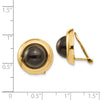 14k Omega Clip Black Onyx Cabochon 16mm Non-pierced Earrings