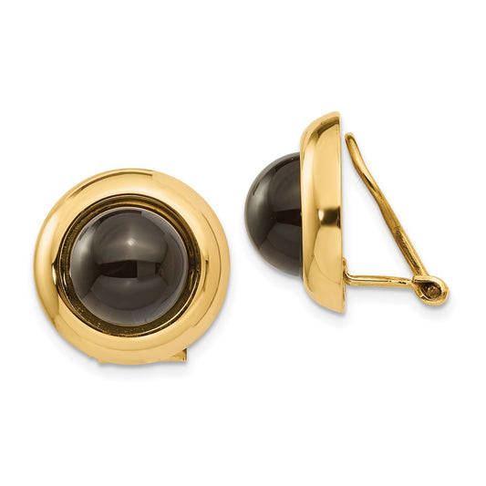 14k Omega Clip Black Onyx Cabochon 16mm Non-pierced Earrings