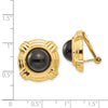14k Omega Clip Black Onyx Cabochon 18mm Non-pierced Earrings