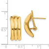 14k 8.5x20mm Polished Ribbed Omega Back Post Earrings