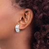 14k White Gold 8.5x20mm Polished Ribbed Omega Back Post Earrings
