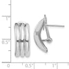 14k White Gold 8.5x20mm Polished Ribbed Omega Back Post Earrings