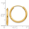 14k 2x20mm Polished Round Endless Tube Hoop Earrings