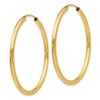 14k 2x35mm Polished Round Endless Tube Hoop Earrings