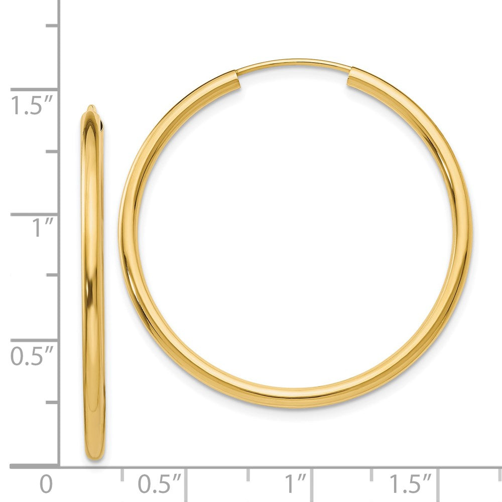 14k 2x35mm Polished Round Endless Tube Hoop Earrings