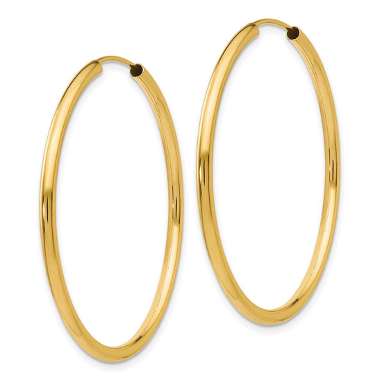14k 2x40mm Polished Round Endless Tube Hoop Earrings