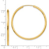 14k 2x40mm Polished Round Endless Tube Hoop Earrings