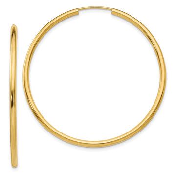 14k 2x45mm Polished Round Endless Tube Hoop Earrings