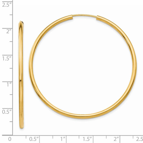 14k 2x50mm Polished Round Endless Tube Hoop Earrings