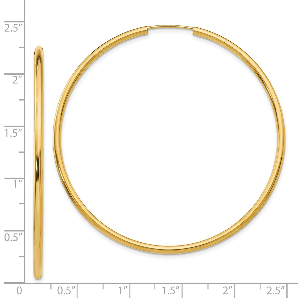 14k 2x54mm Polished Round Endless Tube Hoop Earrings