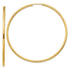 14k 2x65mm Polished Round Endless Tube Hoop Earrings