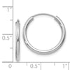 14k White Gold 2x20mm Polished Round Endless Tube Hoop Earrings