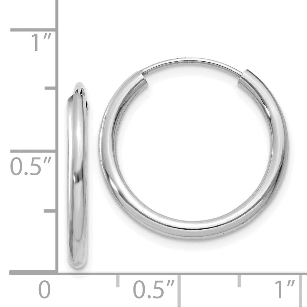 14k White Gold 2x20mm Polished Round Endless Tube Hoop Earrings