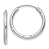 14k White Gold 2x20mm Polished Round Endless Tube Hoop Earrings