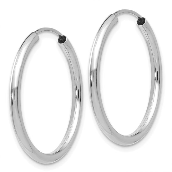 14k White Gold 2x25mm Polished Round Endless Tube Hoop Earrings