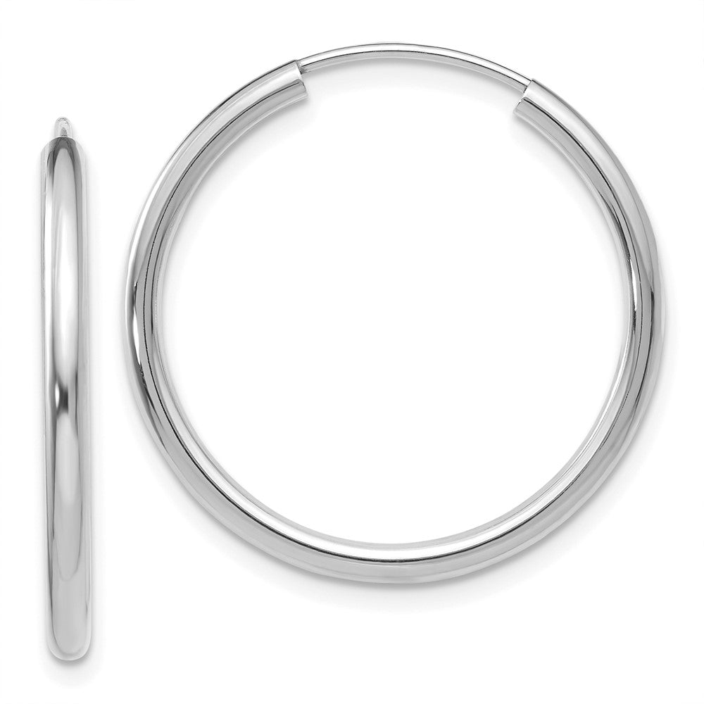 14k White Gold 2x25mm Polished Round Endless Tube Hoop Earrings