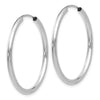 14k White Gold 2x30mm Polished Round Endless Tube Hoop Earrings
