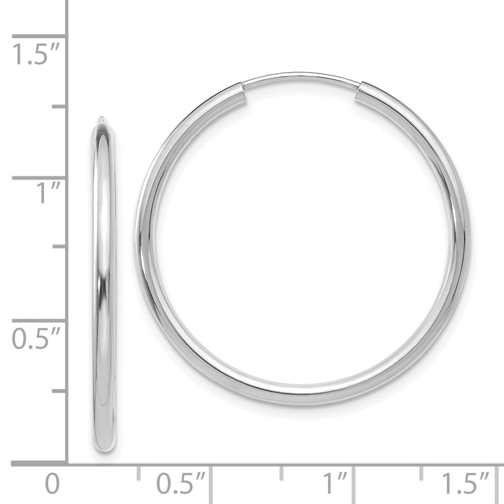 14k White Gold 2x30mm Polished Round Endless Tube Hoop Earrings