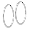 14k White Gold 2x35mm Polished Round Endless Tube Hoop Earrings