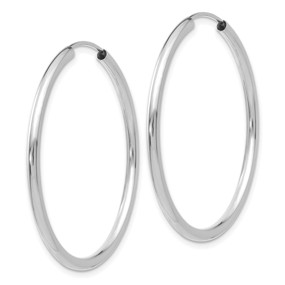 14k White Gold 2x35mm Polished Round Endless Tube Hoop Earrings