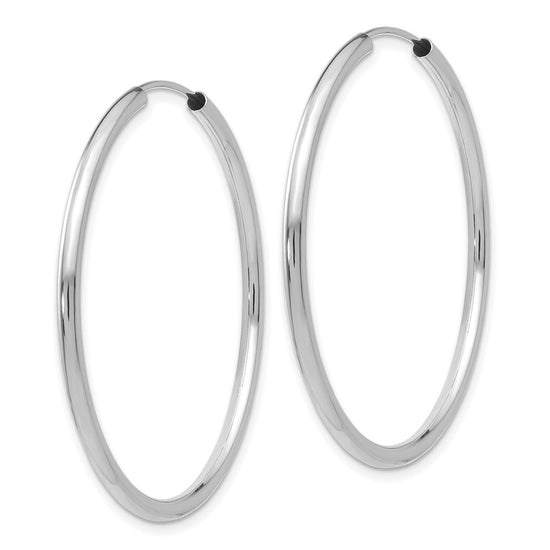 14k White Gold 2x40mm Polished Round Endless Tube Hoop Earrings