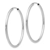 14k White Gold 2x40mm Polished Round Endless Tube Hoop Earrings
