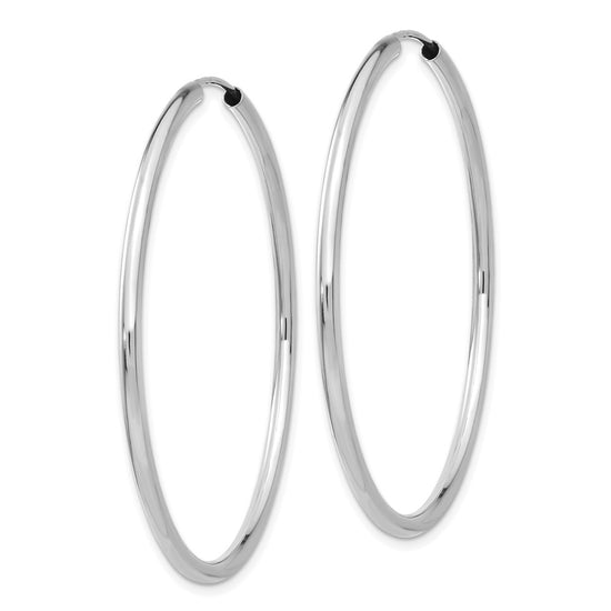 14k White Gold 2x45mm Polished Round Endless Tube Hoop Earrings